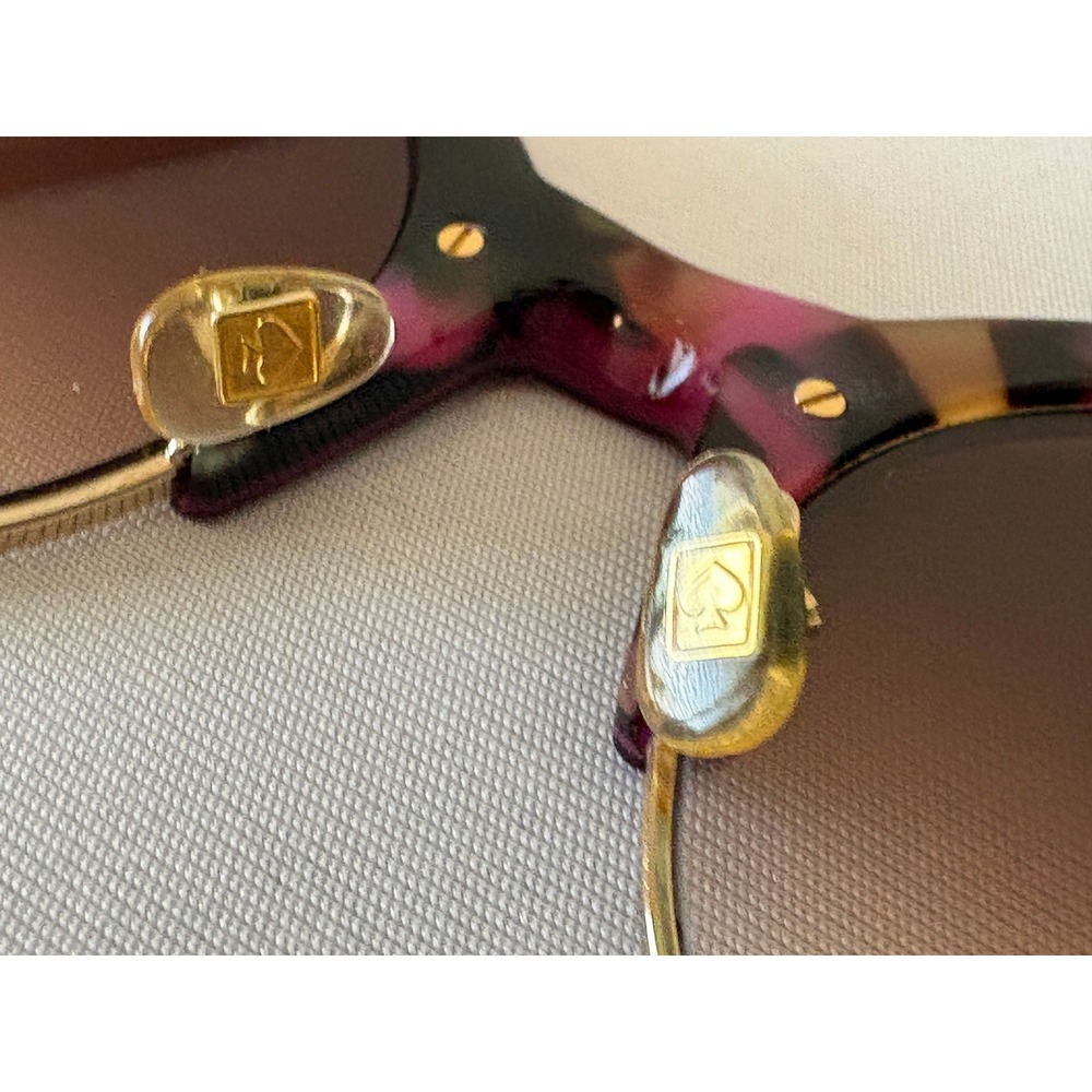 Kate Spade Hello Sunshine Dark Purple Gold Round Gradient Cat Eye Sunglasses - Picture 13 of 15